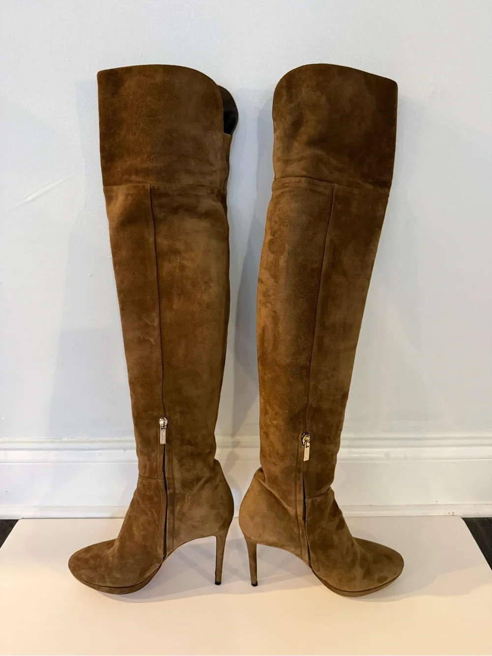 Jimmy Choo Brown Suede Over-the-Knee Stiletto Boots